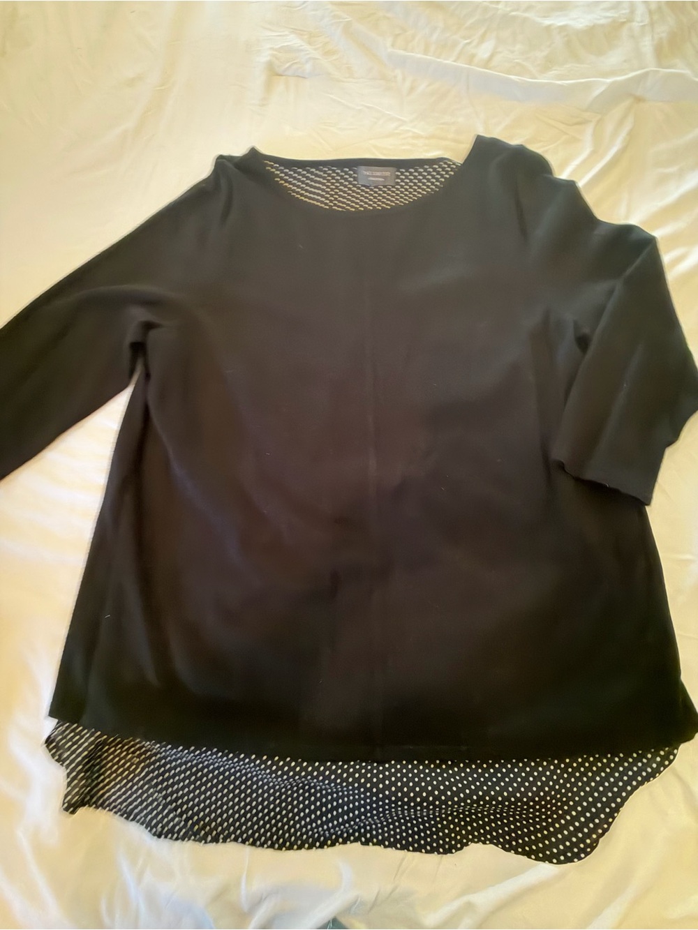 The Limited Black Layered Top with Polka Dot Hem